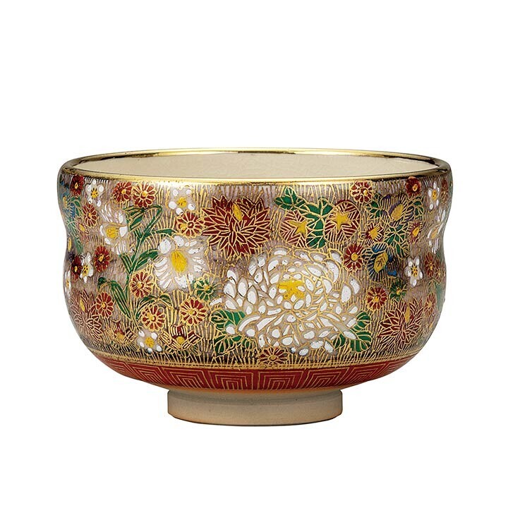 九谷焼！ 　☆本金花詰?抹茶碗☆ K9-886 新品 茶道具 茶器 ギフト