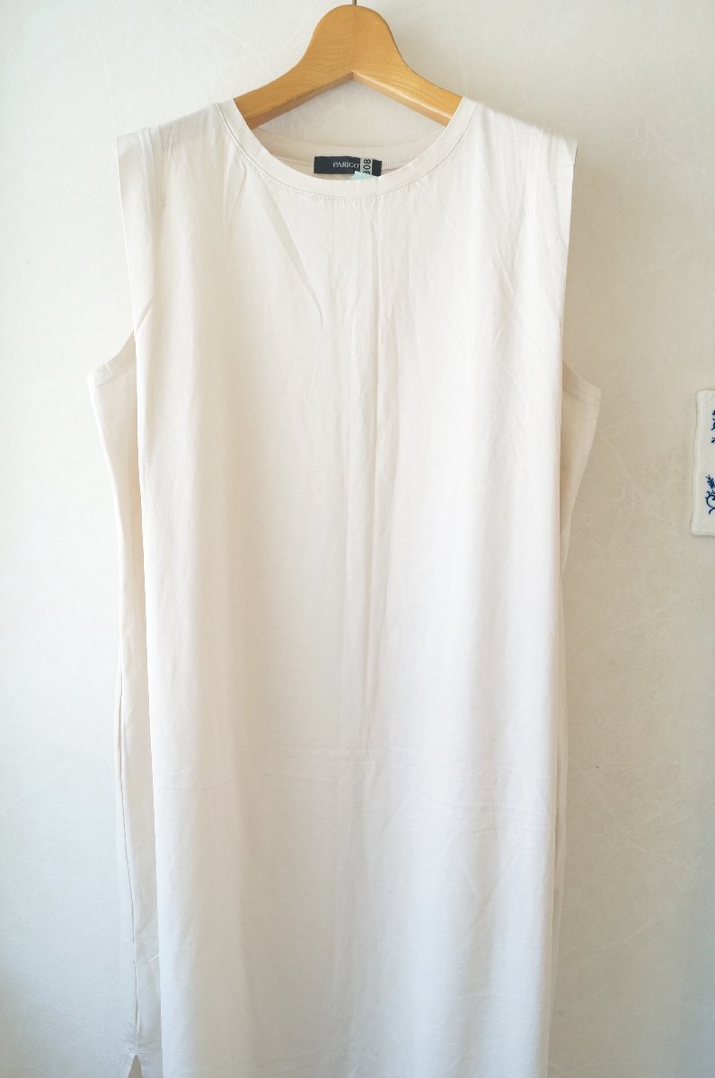 ★送料無料! PARIGOT/パリゴ * サイドスリット ノースリー ワンピース　/アイボリー 薄手コットン*　古着のgplus広島2508t1_画像3