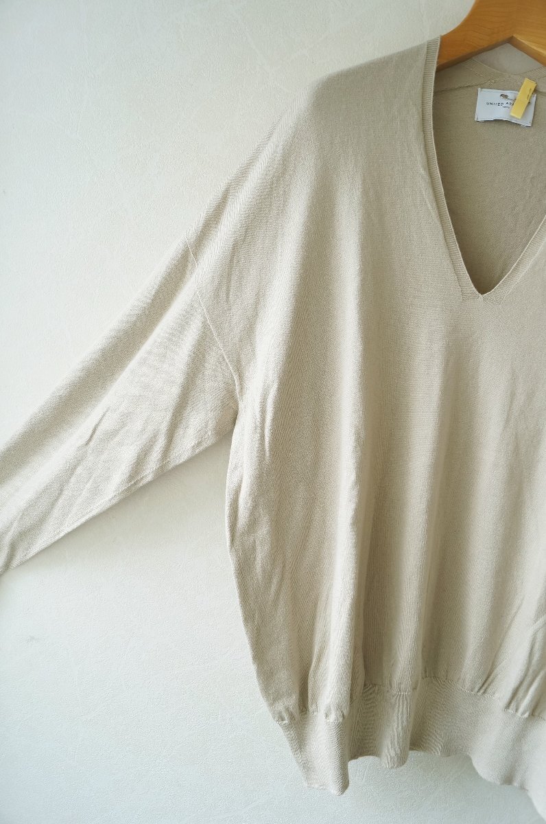 ★送料無料!! ユナイテッドアローズ *カシミヤ混コットン バックボリューム Vネックニット ベージュ*古着のgplus広島 2508t3_画像7