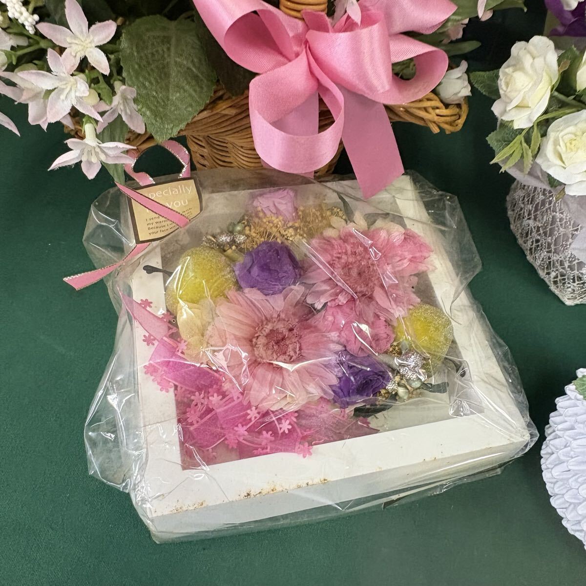 〇中古《フラワー インテリア まとめて》 造花 洋風 花 インテリア 籠 263-13_画像3