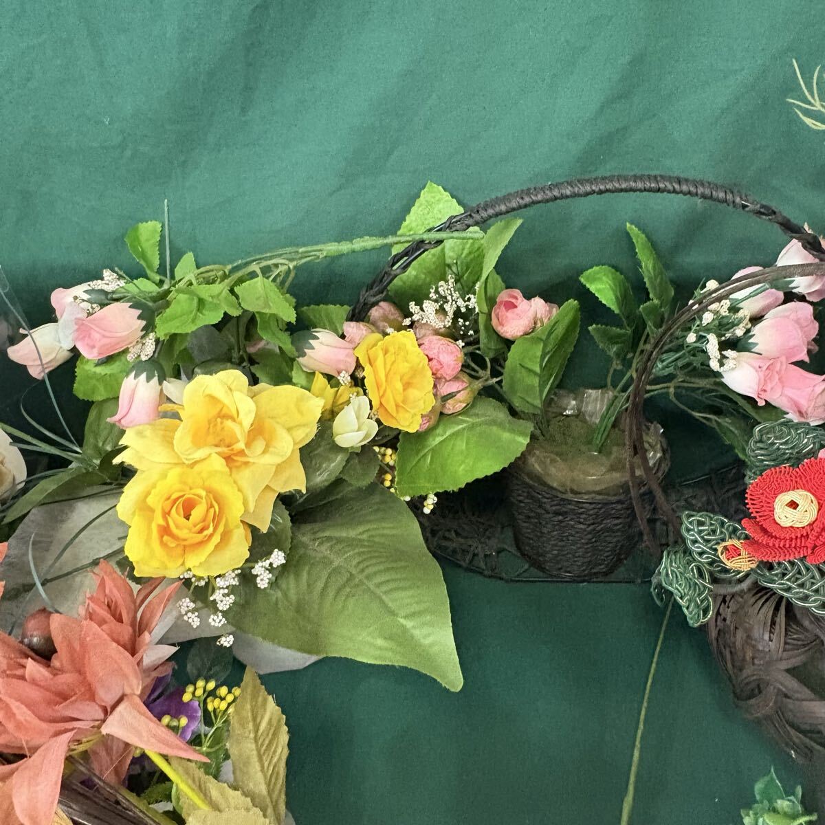 〇中古《フラワー インテリア まとめて》 造花 洋風 花 インテリア 籠 263-13_画像8