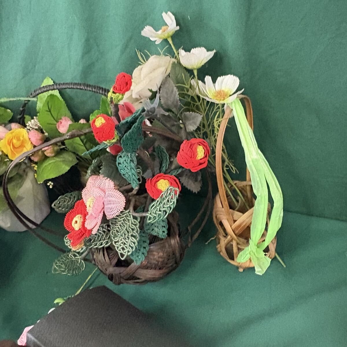 〇中古《フラワー インテリア まとめて》 造花 洋風 花 インテリア 籠 263-13_画像9