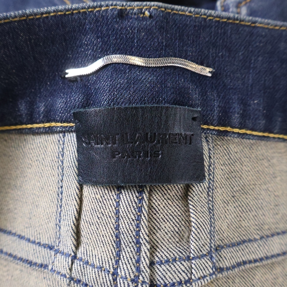 SAINT LAURENT PARIS サンローランパリ カットオフ スキニーデニムパンツ インディゴ 344155 YM16R_画像6