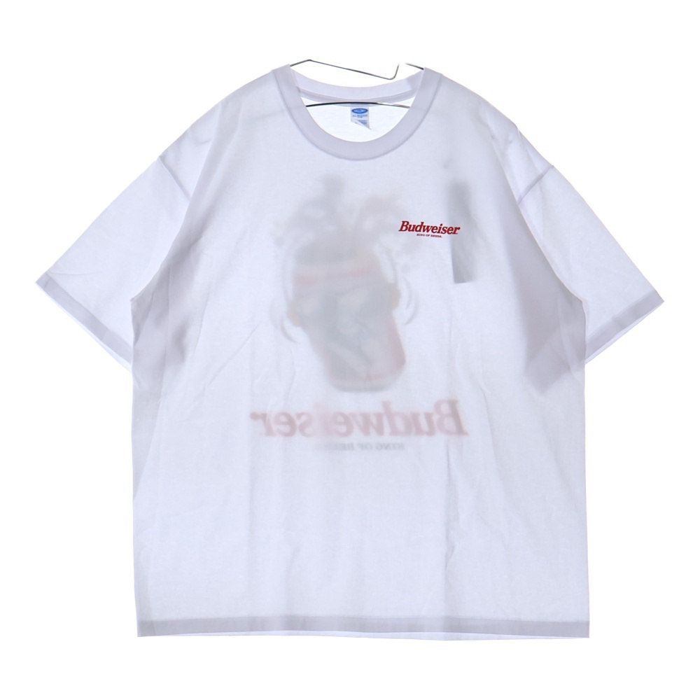 チャレンジャー ×HAROSHI xBUDWEISER ×ハロシ ×バドワイザ- バックプリント 半袖Tシャツ カットソー ホワイト CLG BUD 025-003_画像1