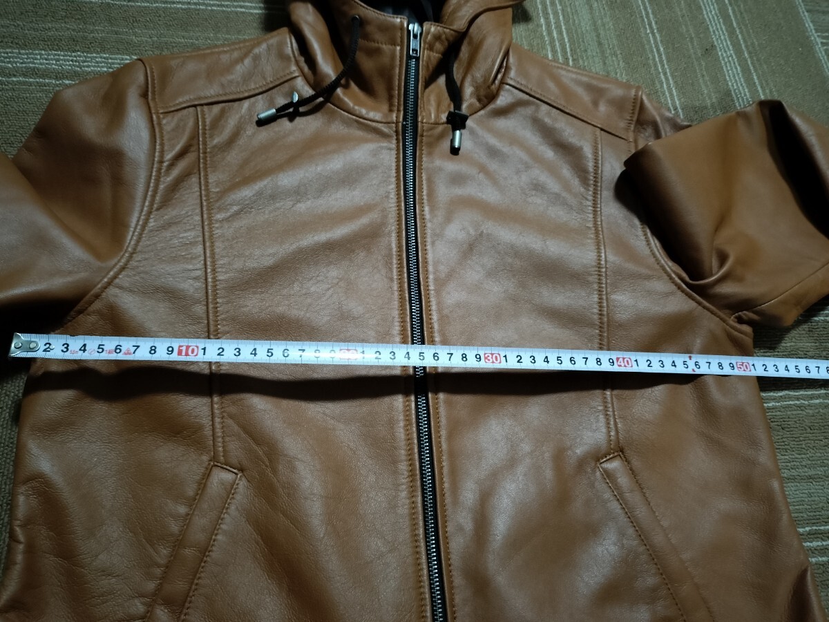 サイズ：XL 新品同様　Liugoo Leathers （リューグーレザーズ）レザーフーデッドジャケット　 パーカー 羊革 ジップアップ　本革_画像8