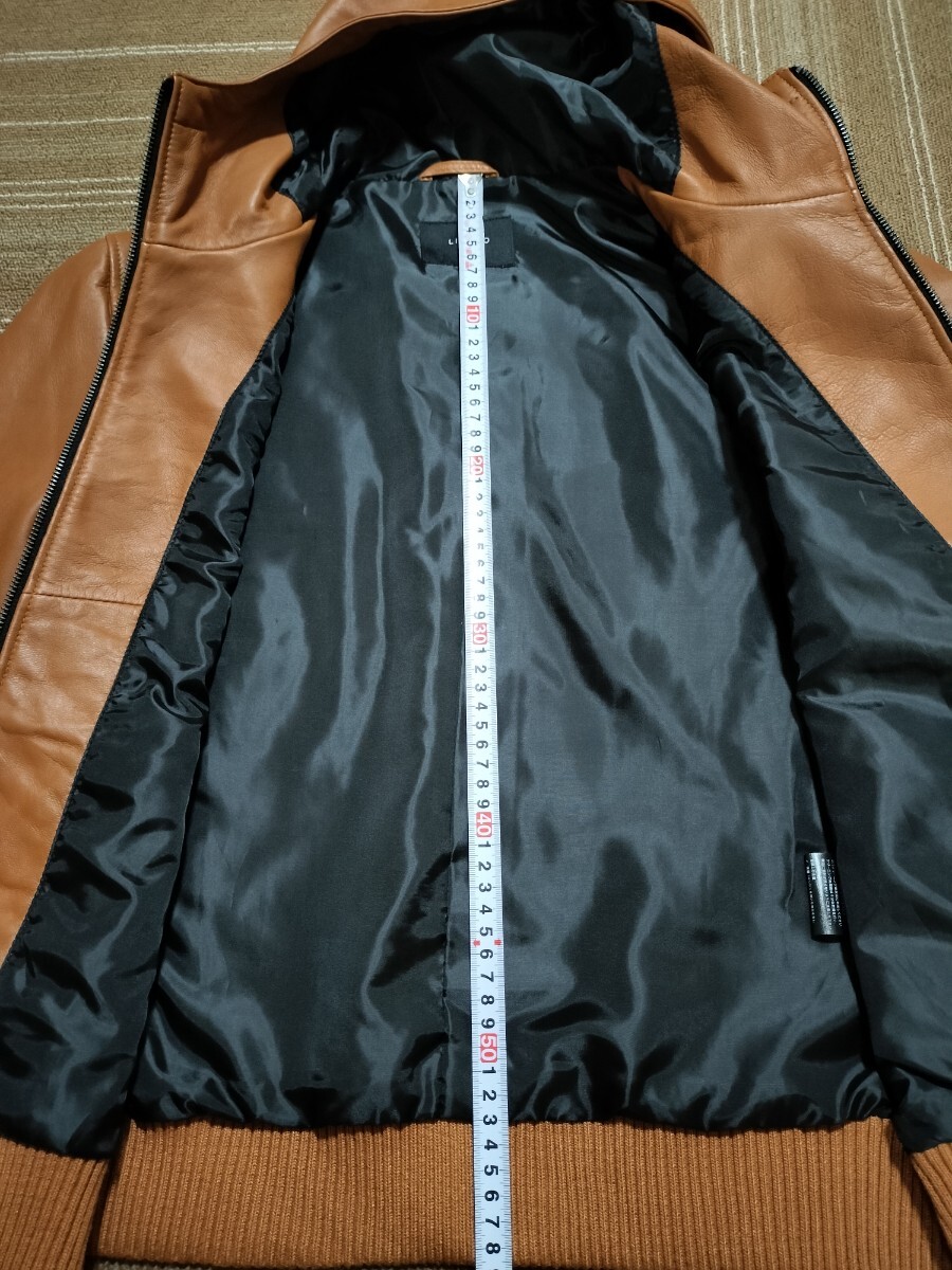 サイズ：XL 新品同様　Liugoo Leathers （リューグーレザーズ）レザーフーデッドジャケット　 パーカー 羊革 ジップアップ　本革_画像2