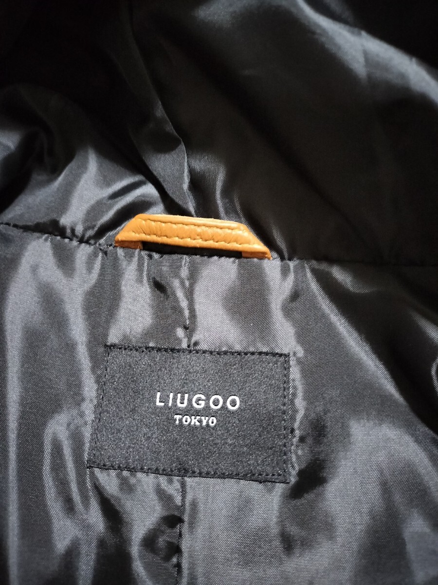 サイズ：XL 新品同様　Liugoo Leathers （リューグーレザーズ）レザーフーデッドジャケット　 パーカー 羊革 ジップアップ　本革_画像3