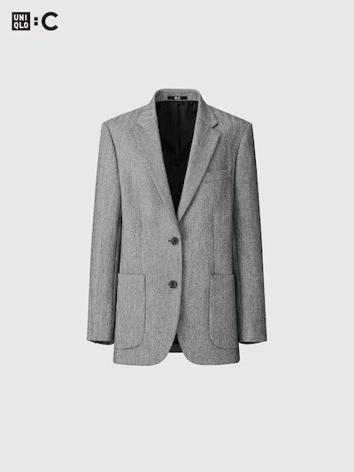 UNIQLO:C ユニクロ ツイードオーバーサイズジャケット M DARK GRAY_画像3