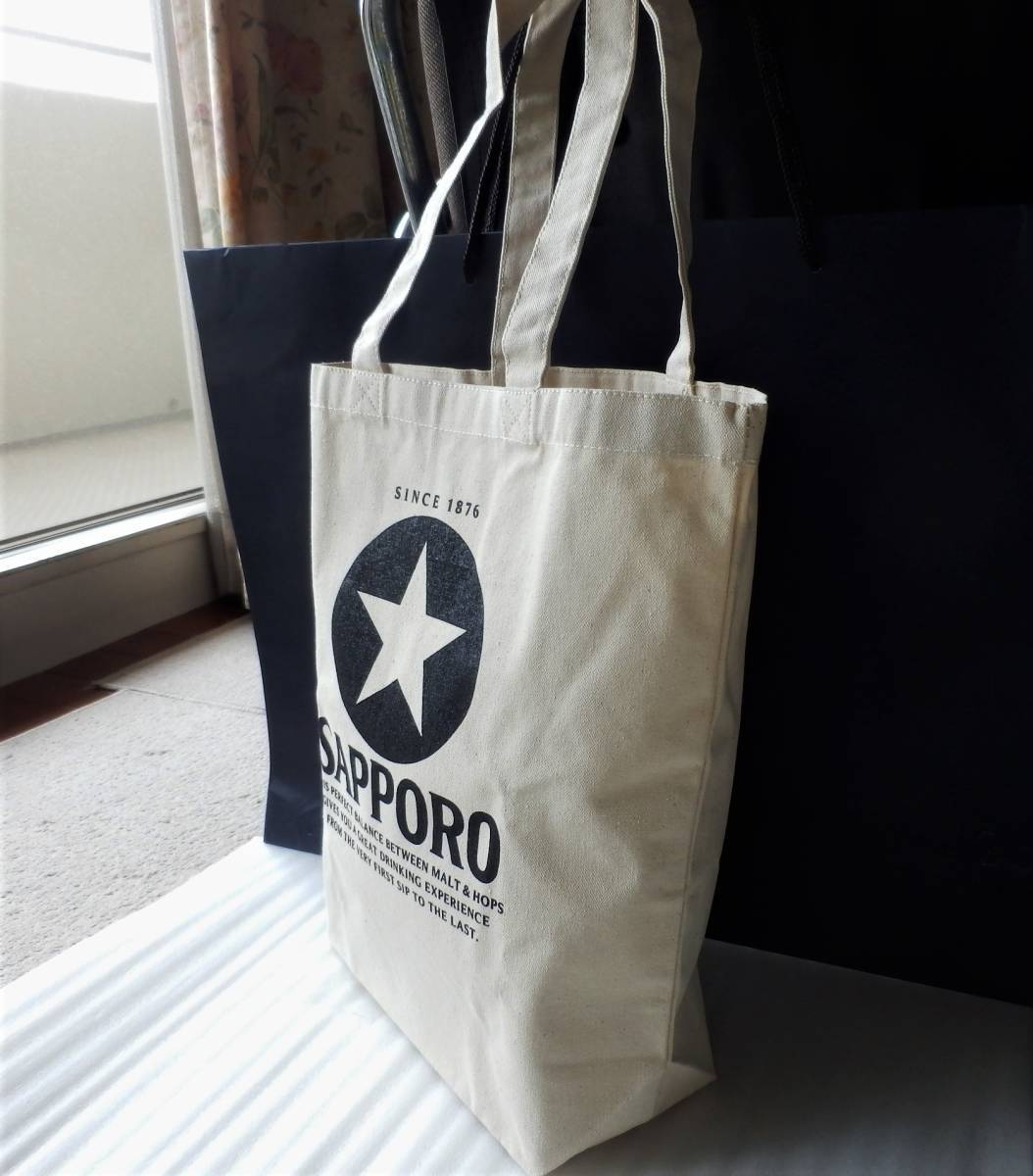 ★非売品・未使用★サッポロ　スターロゴ　トートバッグ　２種★黒ラベル　SAPPORO☆キャンバス地　帆布　デニム　_画像2