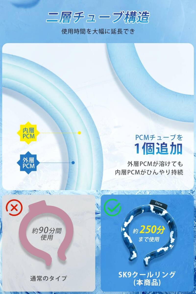 【送料無料】☆クールリング 2個セット 組合せ自由 アイスネックリング 冷却リング 瞬間冷感 熱中症対策 男女兼用（新品・未使用）_画像5