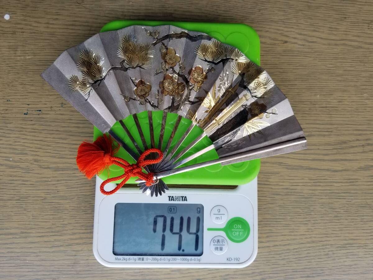武比古作 純銀 扇扇子 松竹梅 7号 送料無料