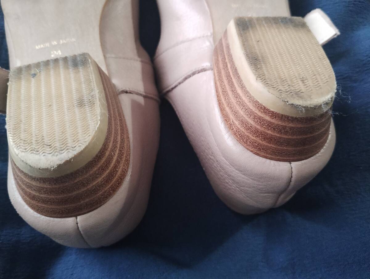 Cavacavaサヴァサヴァ ソフト ストラップ パンプス24cm◆本革/牛革/バレエシューズ/ローヒール/グレイッシュ/ベージュ/グレー/撥水_画像6
