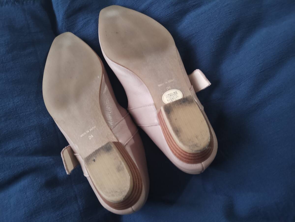 Cavacavaサヴァサヴァ ソフト ストラップ パンプス24cm◆本革/牛革/バレエシューズ/ローヒール/グレイッシュ/ベージュ/グレー/撥水_画像5