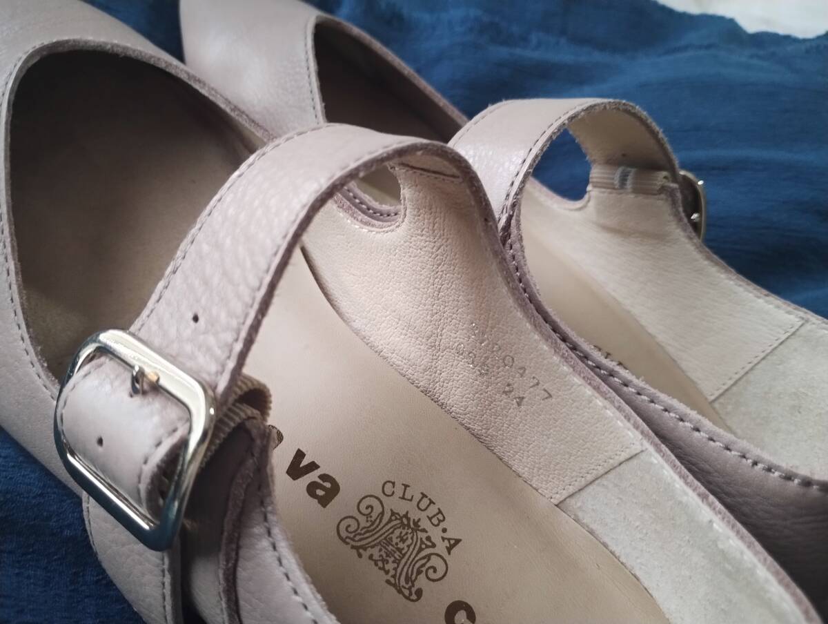Cavacavaサヴァサヴァ ソフト ストラップ パンプス24cm◆本革/牛革/バレエシューズ/ローヒール/グレイッシュ/ベージュ/グレー/撥水_画像4