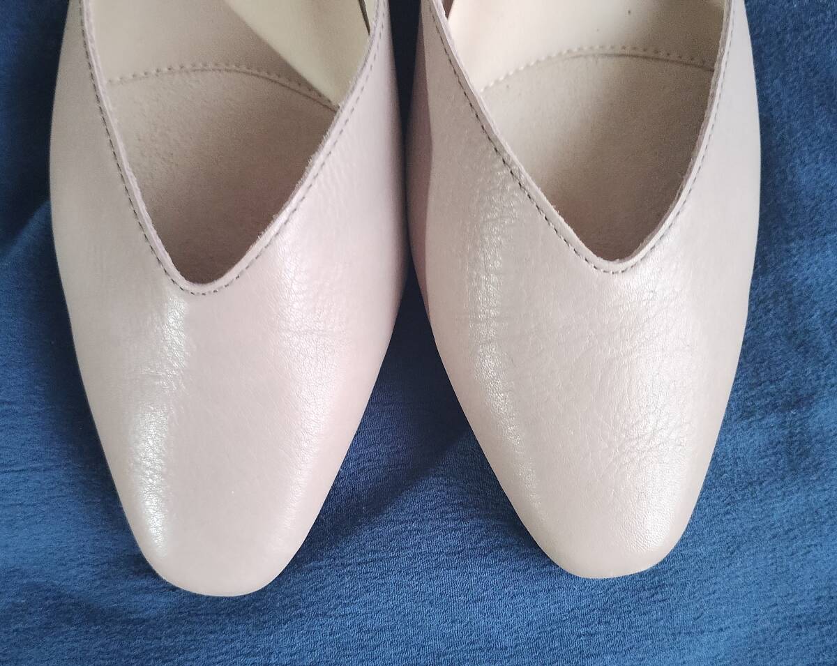 Cavacavaサヴァサヴァ ソフト ストラップ パンプス24cm◆本革/牛革/バレエシューズ/ローヒール/グレイッシュ/ベージュ/グレー/撥水_画像2