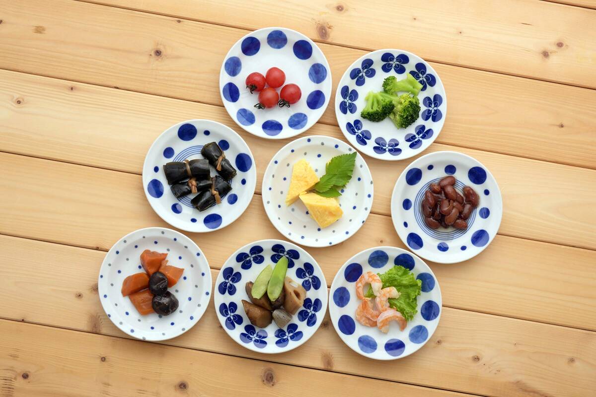 модный 8 листов обод Mino . комплект маленькая тарелка тарелка синий цвет Touch обод маленькая тарелка (4 рисунок ×2 листов комплект ). тарелка круг серп керамика