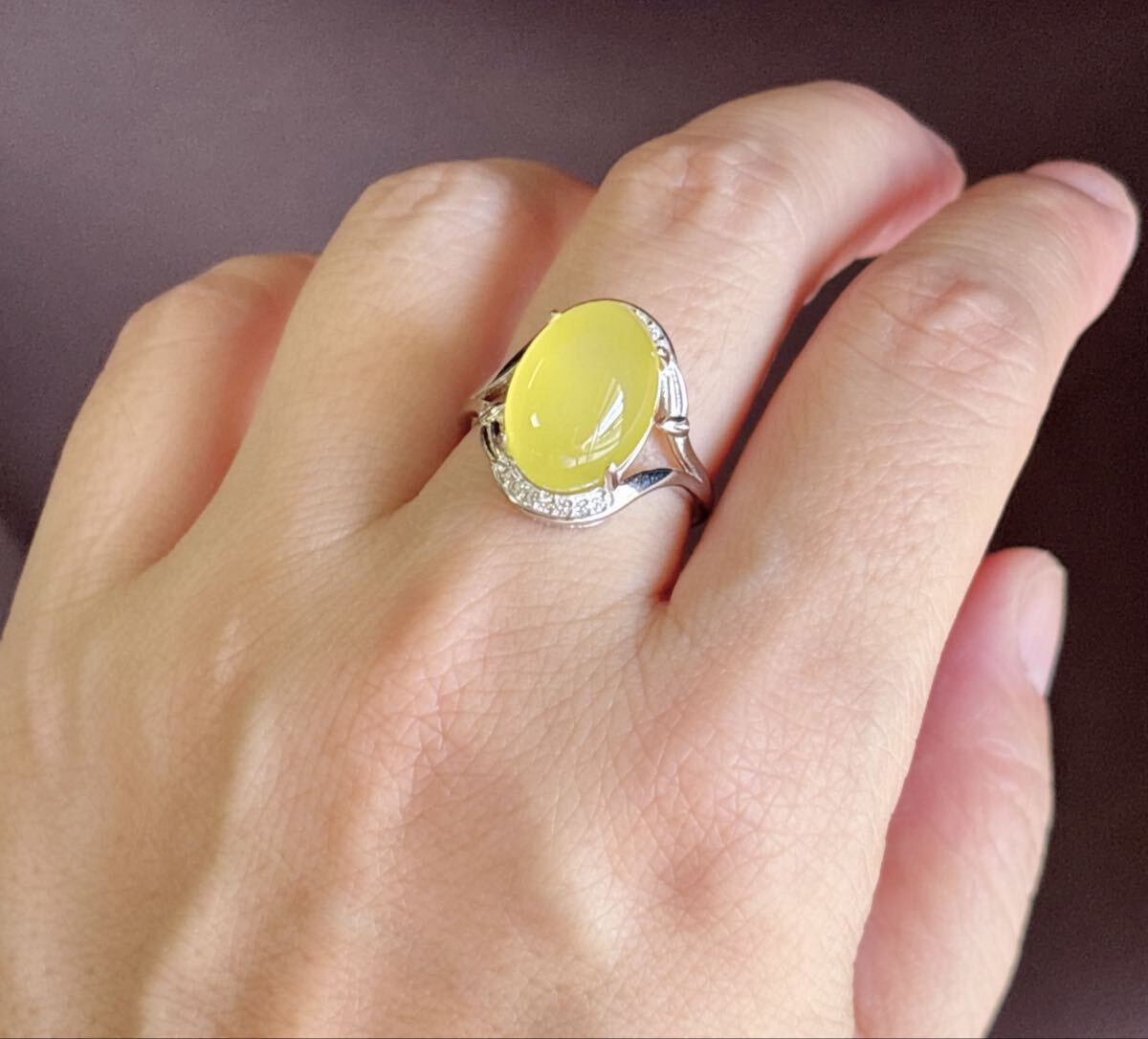 天然石 黄玉髓瑪瑙のリング指輪(番号A4768)_画像4