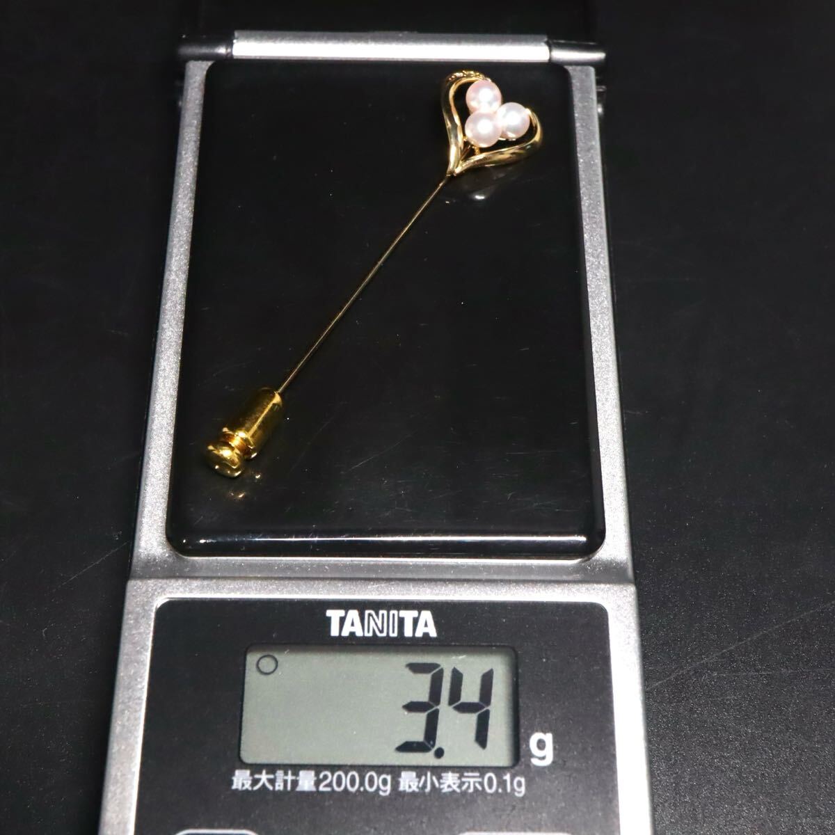K18!!【TASAKI(田崎真珠)】約4.5mm珠/ダイヤ付き□アコヤ本真珠