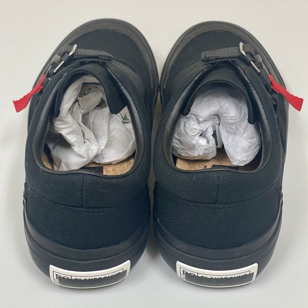 【未使用】 pg CONTRAST-B ブラック BLACK 26,5cm ローカットスニーカー playground ピージー キャンパス地 マグネットベルト_画像4