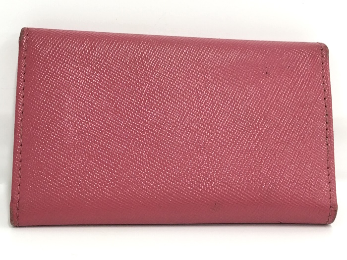 PRADA 6 полосный чехол для ключей safia-no кожа розовый 1M0222