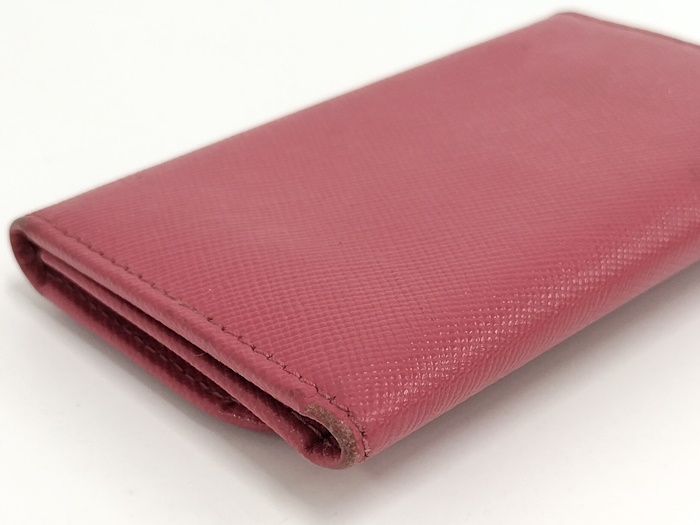 PRADA 6 полосный чехол для ключей safia-no кожа розовый 1M0222