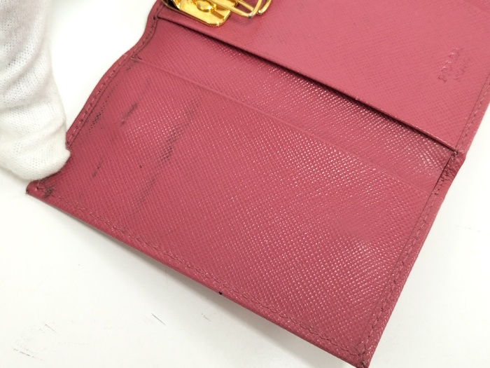 PRADA 6 полосный чехол для ключей safia-no кожа розовый 1M0222