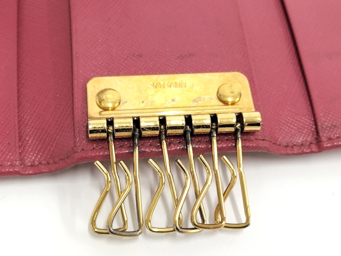 PRADA 6 полосный чехол для ключей safia-no кожа розовый 1M0222