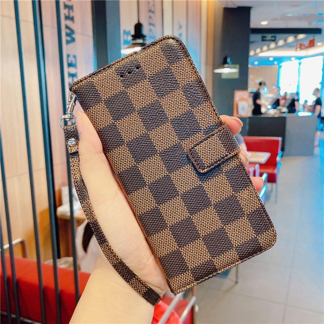 新入荷　SamSung Galaxy S25ケース 手帳型カード　収納カバー 茶ブラウン　お洒落　市松模様　格子柄　定期入れ　チェック柄　高級レザー_画像8