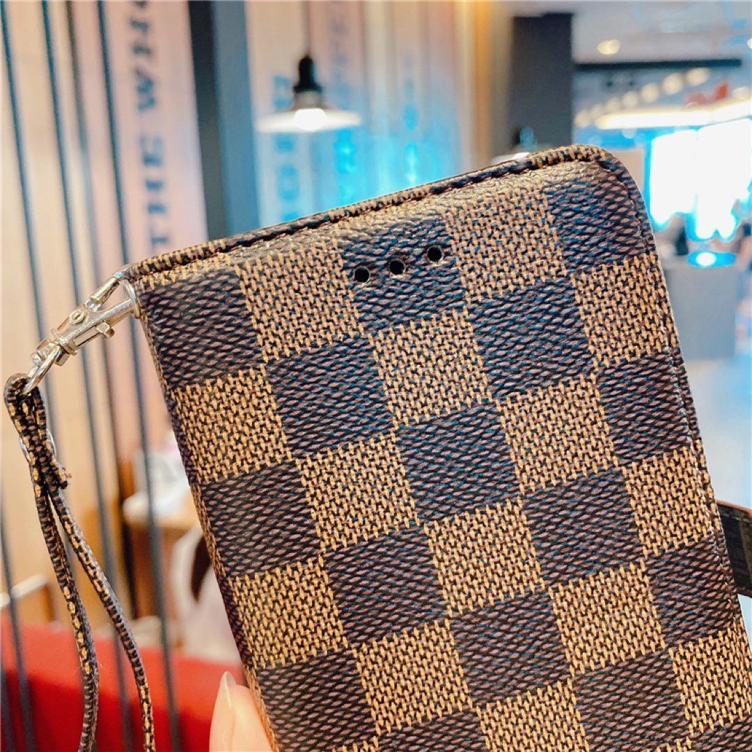 新入荷　SamSung Galaxy S25ケース 手帳型カード　収納カバー 茶ブラウン　お洒落　市松模様　格子柄　定期入れ　チェック柄　高級レザー_画像10