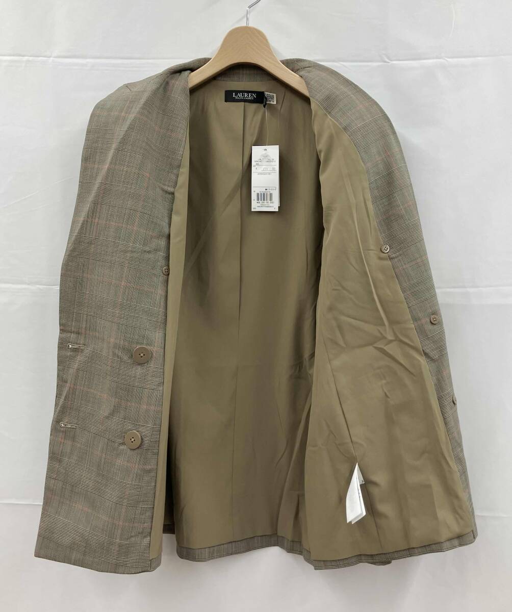 LAUREN RALPH LAUREN ローレンラルフローレン ダブルテーラードジャケット ウール混 サイズ4 ブラウン 通年_画像4