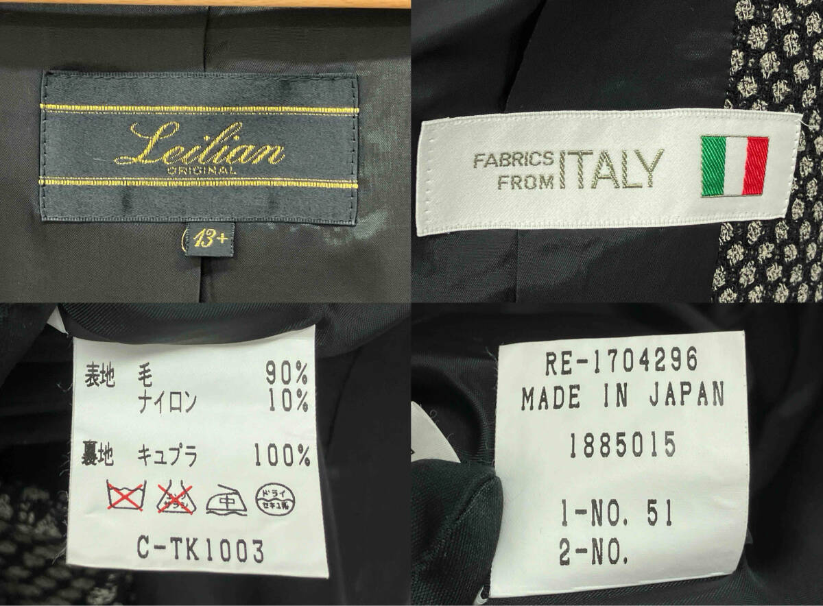 Leilian/セットアップ/ノーカラージャケット/ドット柄/ブラック/サイズ13_画像5