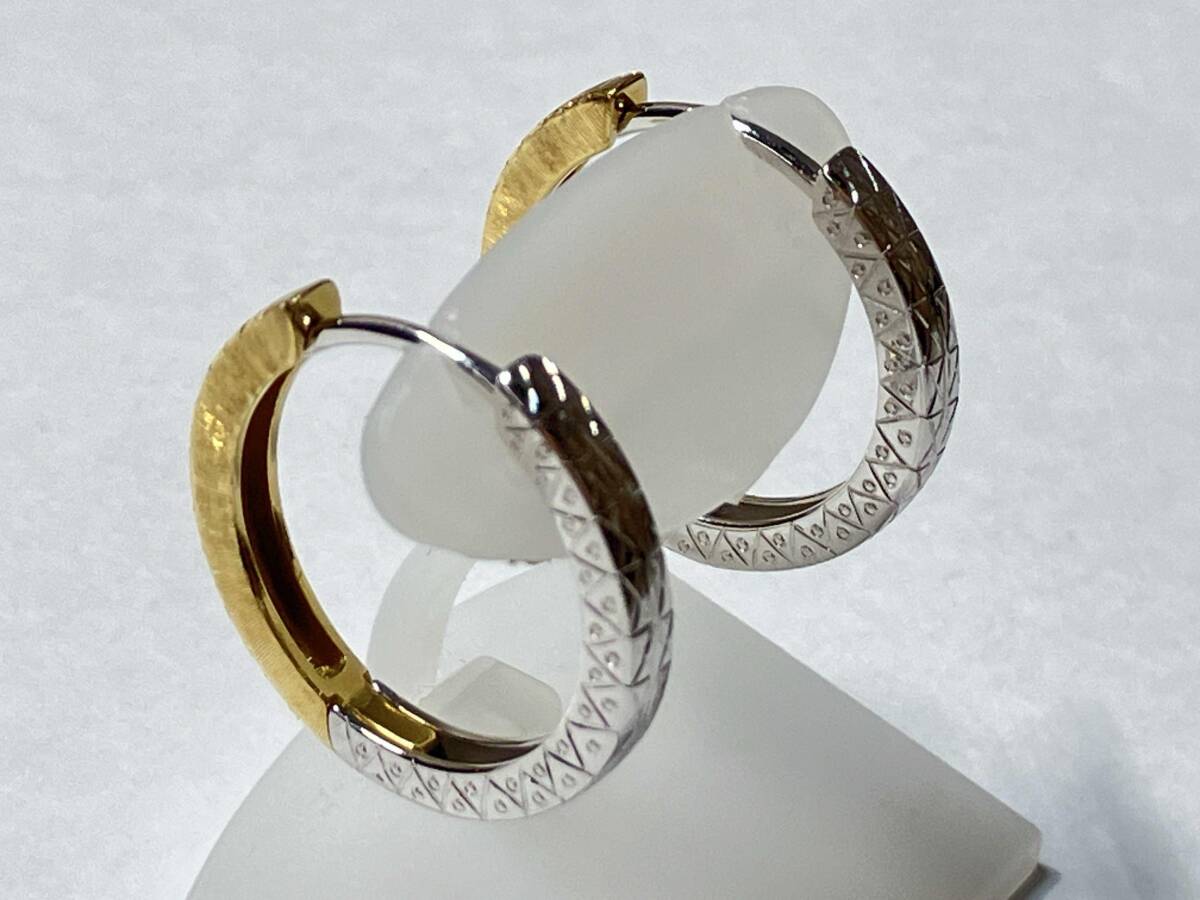 K18ゴールド 総重量約5.9g リングピアス フープピアス_画像2