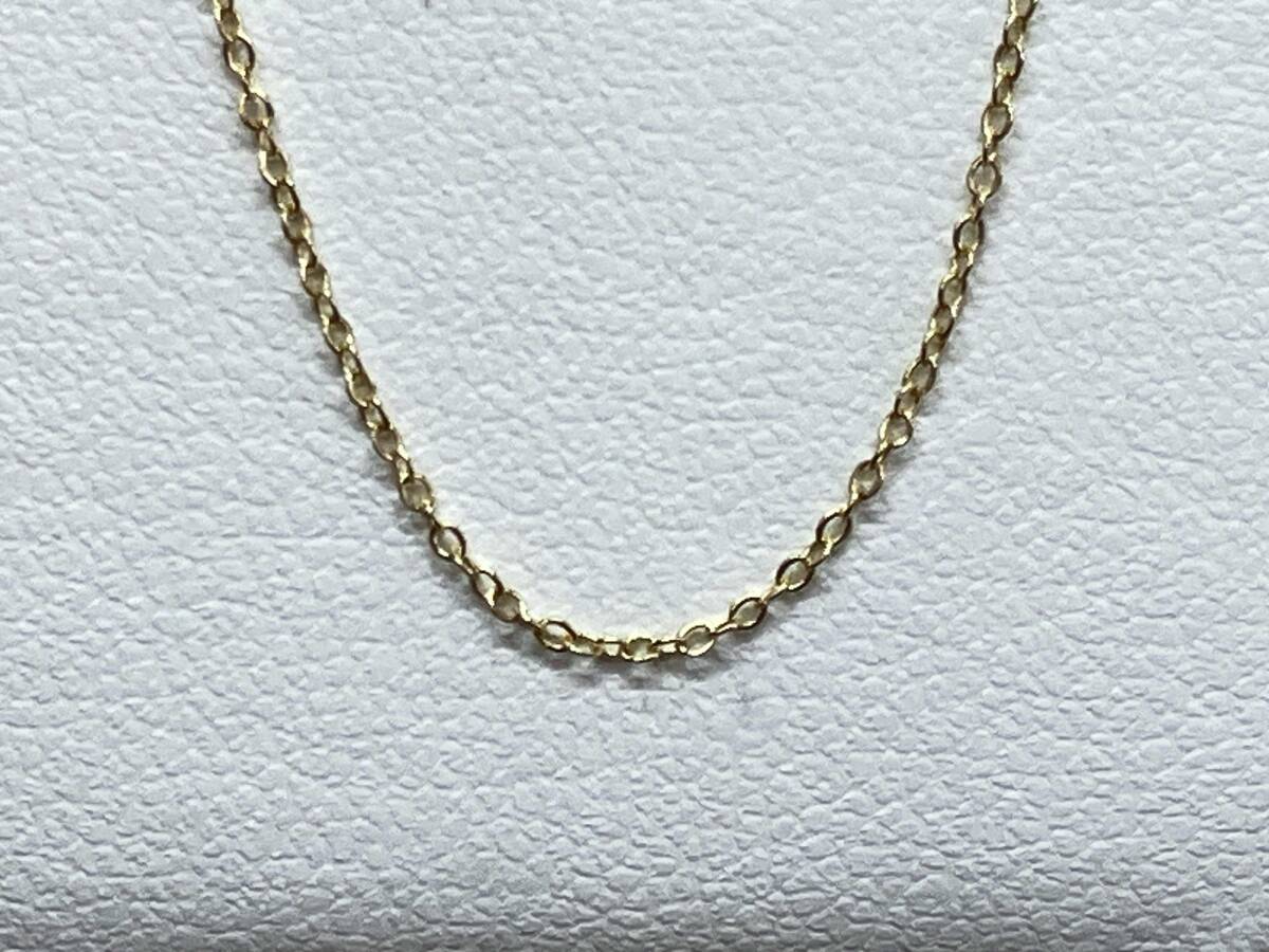 K18 シンプルチェーン ネックレス 全長 44cm チェーン幅 0.1cm 総重量 1.0g 小傷あり_画像2