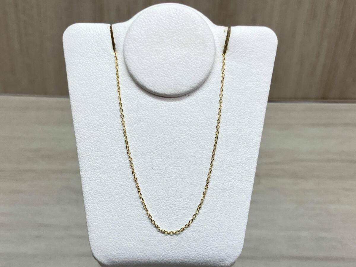 K18 シンプルチェーン ネックレス 全長 44cm チェーン幅 0.1cm 総重量 1.0g 小傷あり_画像1