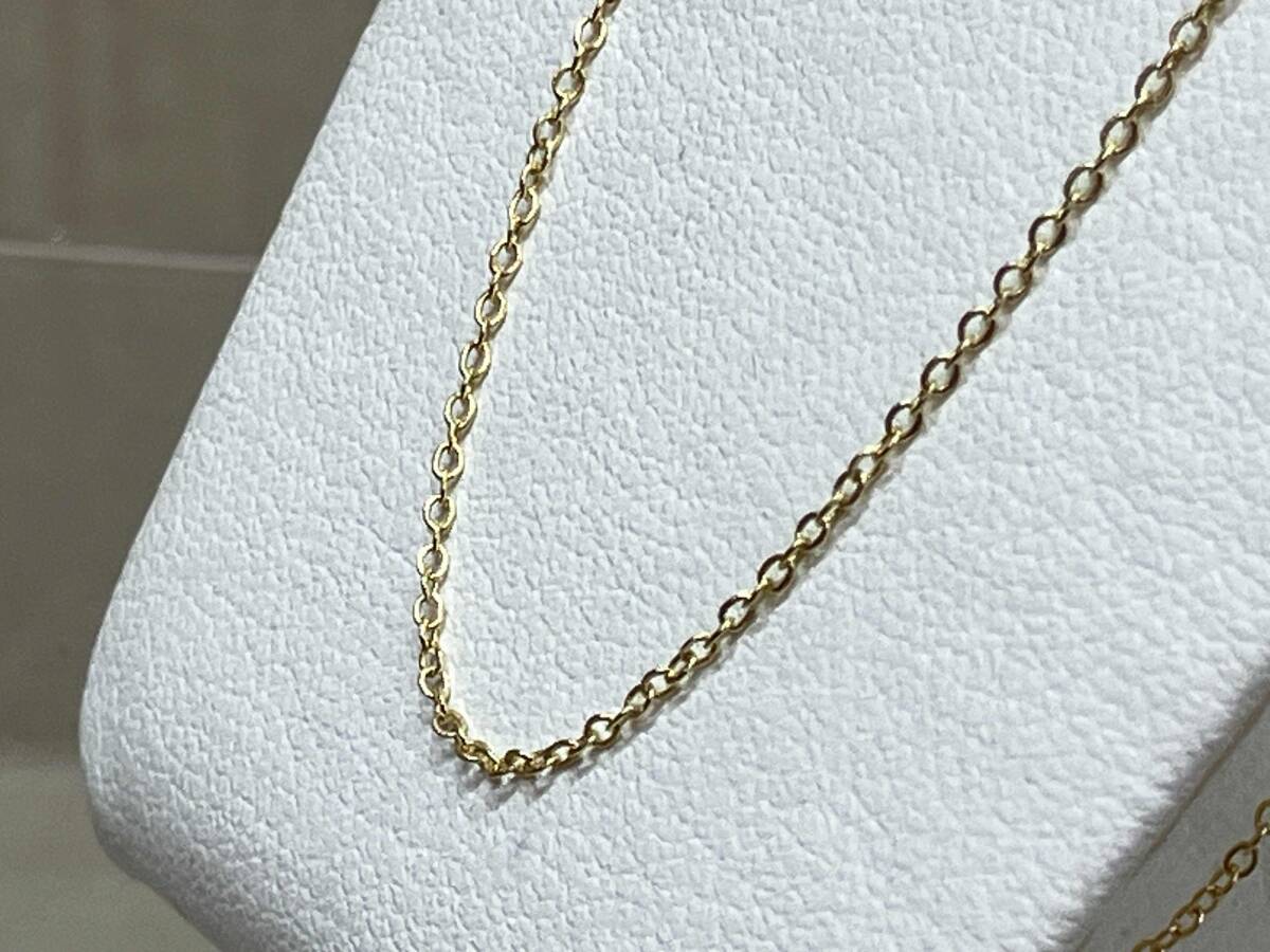 K18 シンプルチェーン ネックレス 全長 44cm チェーン幅 0.1cm 総重量 1.0g 小傷あり_画像3
