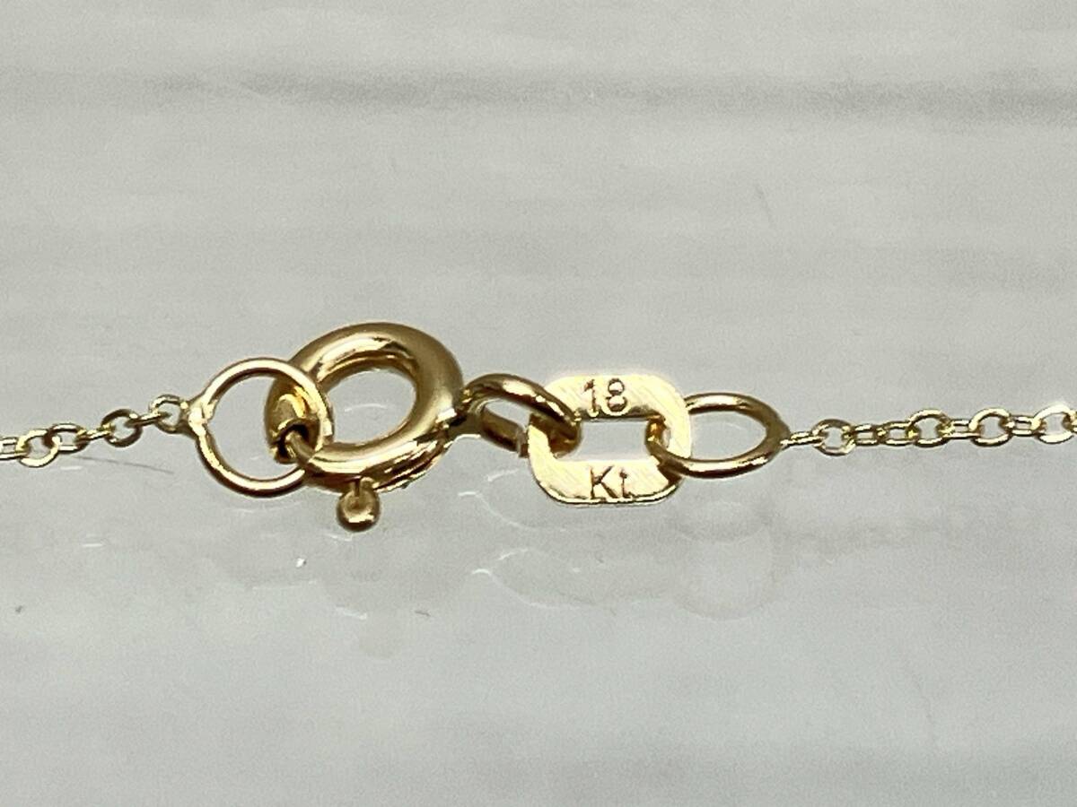 K18 シンプルチェーン ネックレス 全長 44cm チェーン幅 0.1cm 総重量 1.0g 小傷あり_画像4