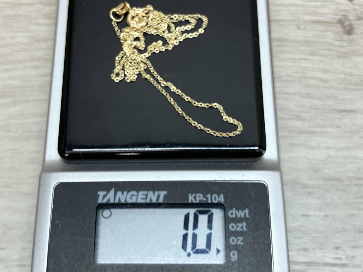 K18 シンプルチェーン ネックレス 全長 44cm チェーン幅 0.1cm 総重量 1.0g 小傷あり_画像6