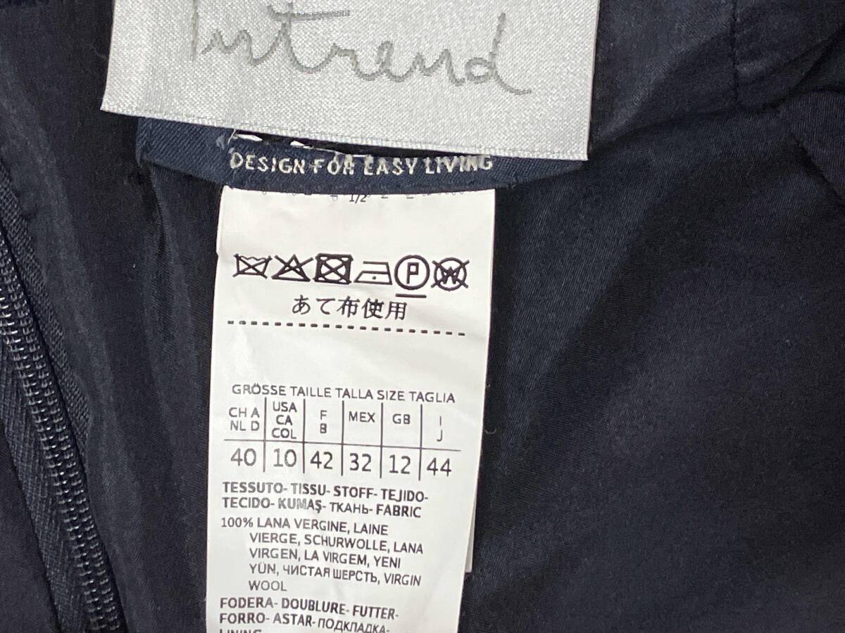 INTREND MaxMara/イントレンド マックスマーラ/スカート/ウールチェックフリンジスカート/ネイビー/サイズ44/910605836-44-01_画像3