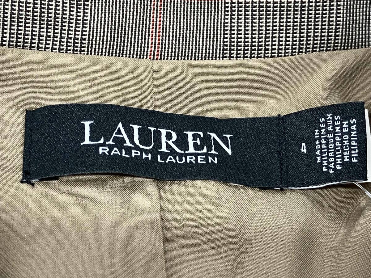 LAUREN RALPH LAUREN ローレンラルフローレン ダブルテーラードジャケット ウール混 サイズ4 ブラウン 通年_画像6