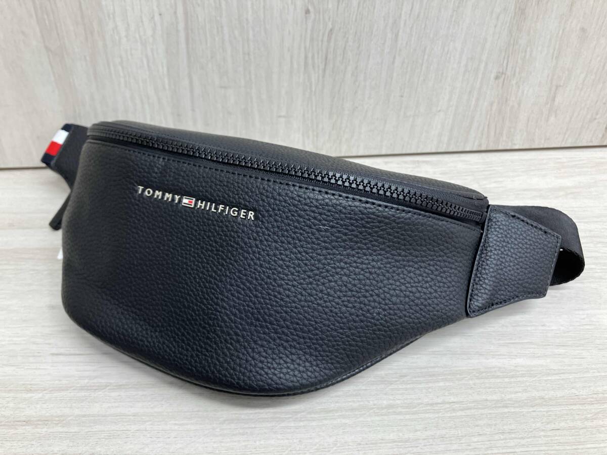 TOMMY HILFIGER トミーヒルフィガー M131380012 ボディバッグ ベーシックロゴ レザー 黒 ブラック メンズ_画像1