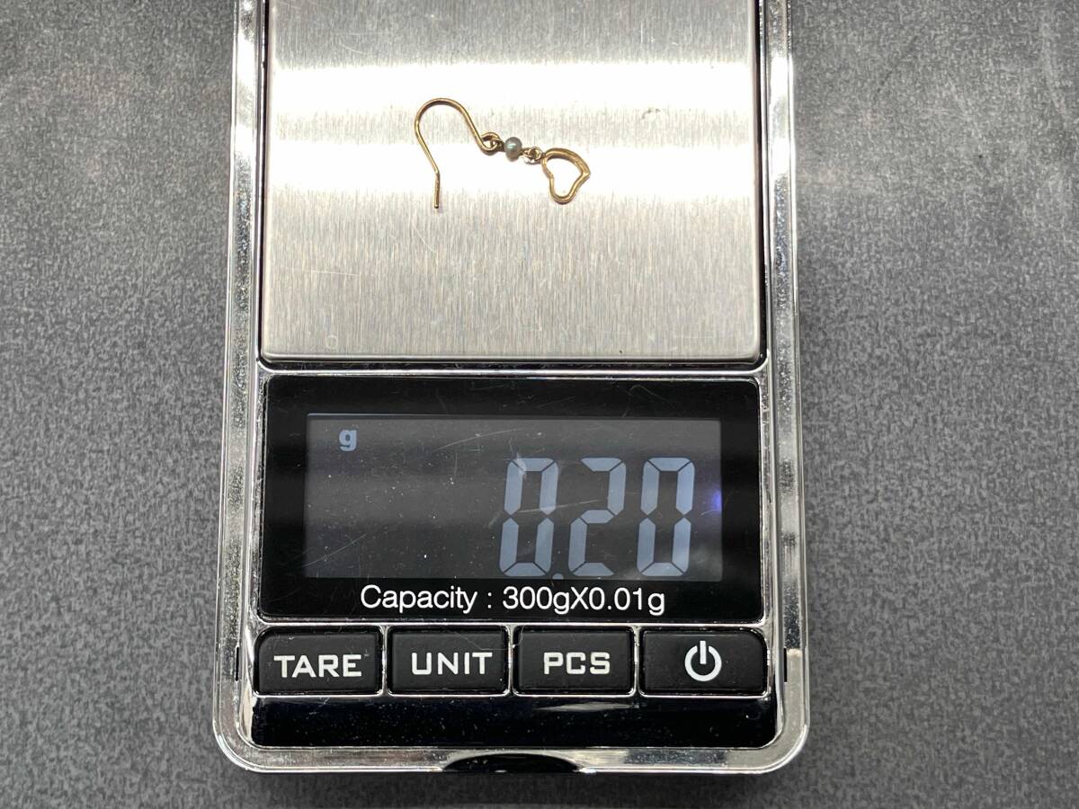 K18 イエローゴールド 片耳ピアス 総重量0.2g ピアス アクセサリー ハートモチーフ_画像6