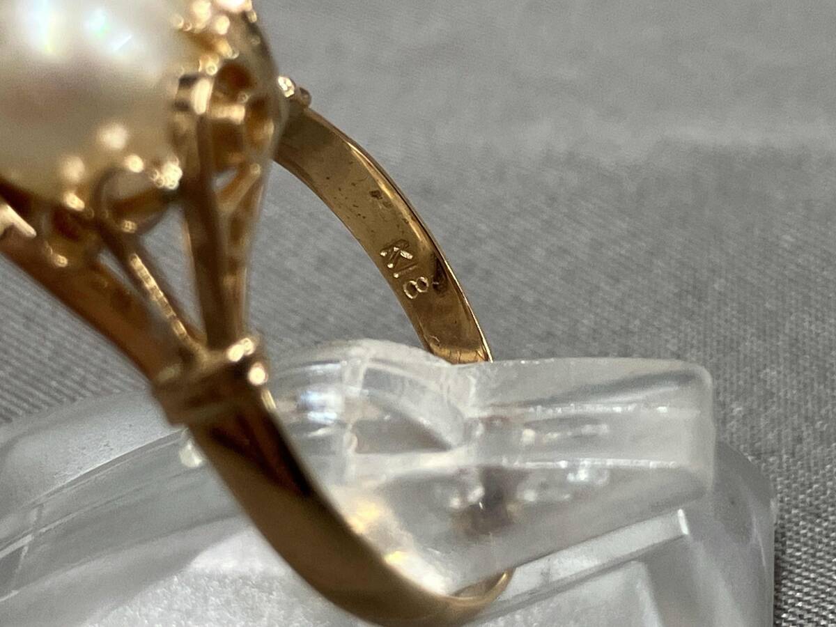 【ソーティング付き】K18/真珠 #9.5 2.3g パール付きリング 指輪_画像4