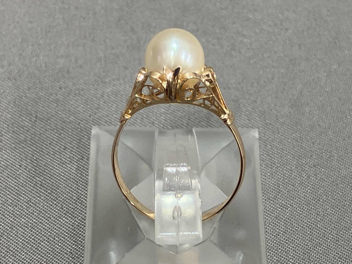 【ソーティング付き】K18/真珠 #9.5 2.3g パール付きリング 指輪_画像5