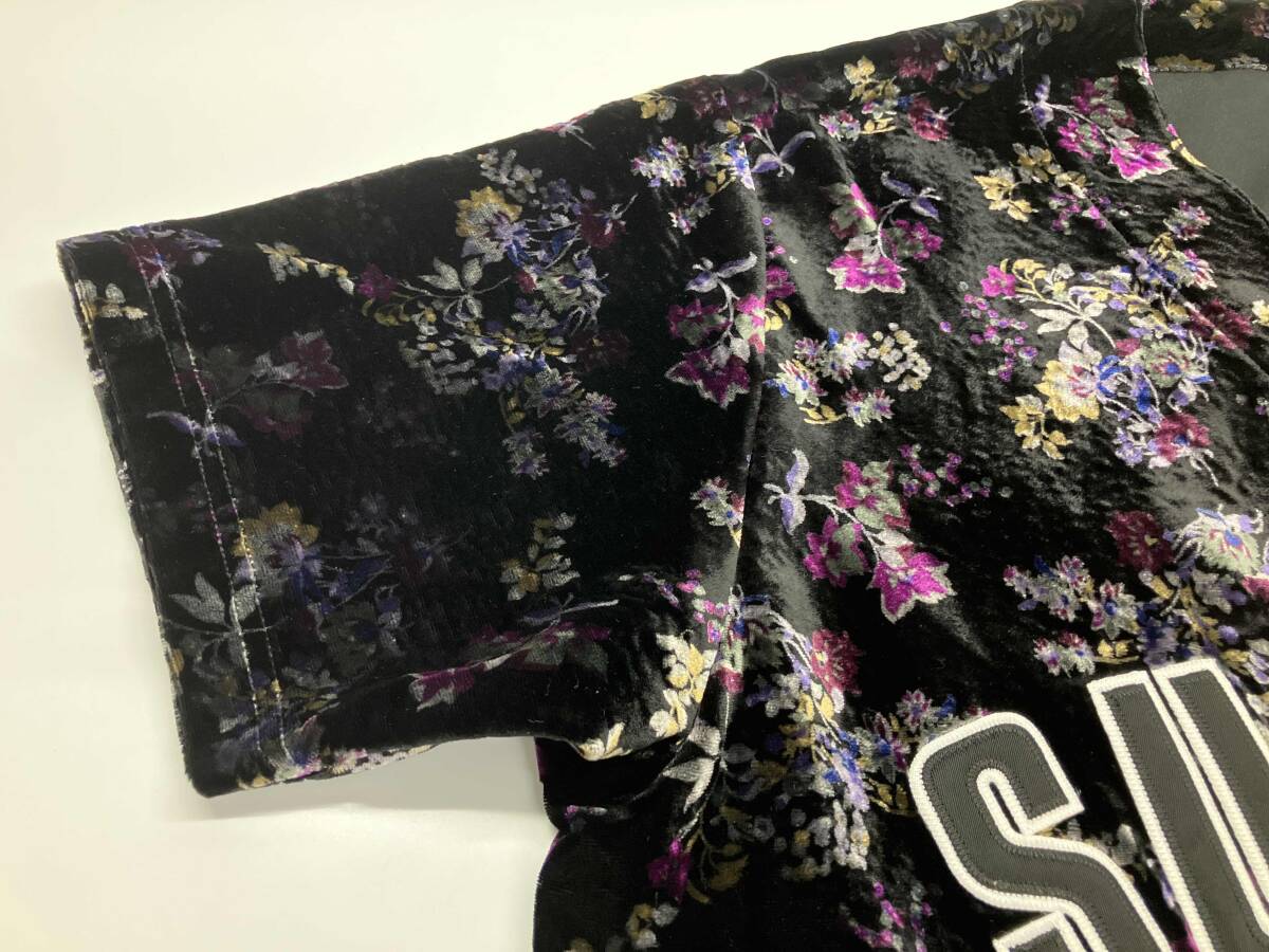 Supreme 19AW Floral Velour Baseball Jersey シュプリーム フローラル ベロア ベースボールシャツ　半袖シャツ　ブラック　Mサイズ_画像6