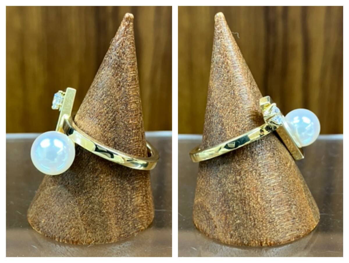 TASAKI 田崎真珠 リング バランスクロス K18 ダイヤ 0.13ct 指輪 10号_画像2