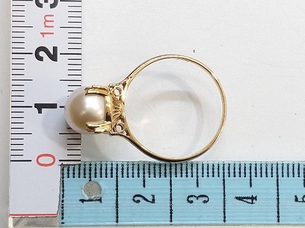 鑑別書付き 仕上済み K18 真珠 リング パール8mm珠 3.5g #17.5 18金 イエローゴールド 指輪 店舗受取可_画像6
