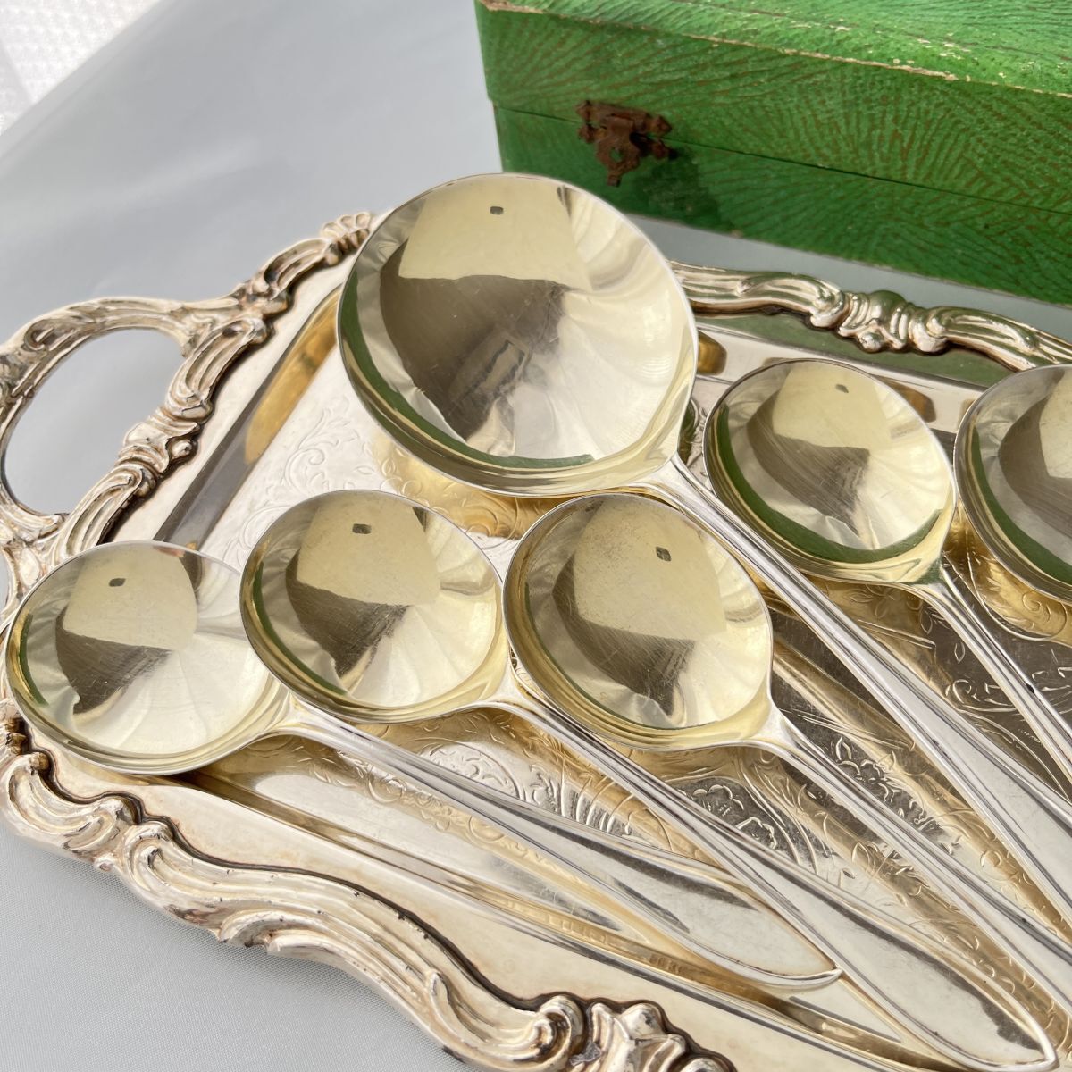 【英国】アイスクリームセット　アイススプーン / サーバー 専用ケース 英国】アイスクリームセット【シルバープレート】アイススプーン