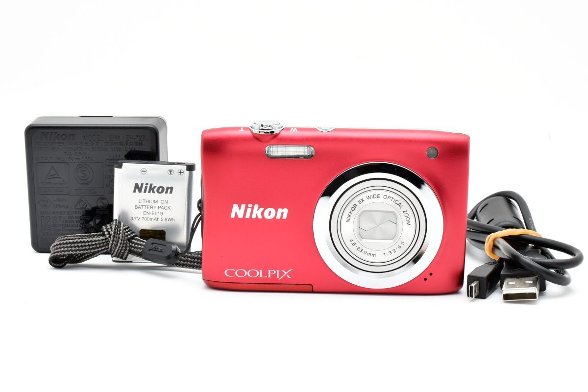 【美品】ニコン コンデジ Nikon COOLPIX A100 バッテリー付き ☆動作確認済み美品 NIKON COOLPIX A100 コンデジ 赤 ニコン