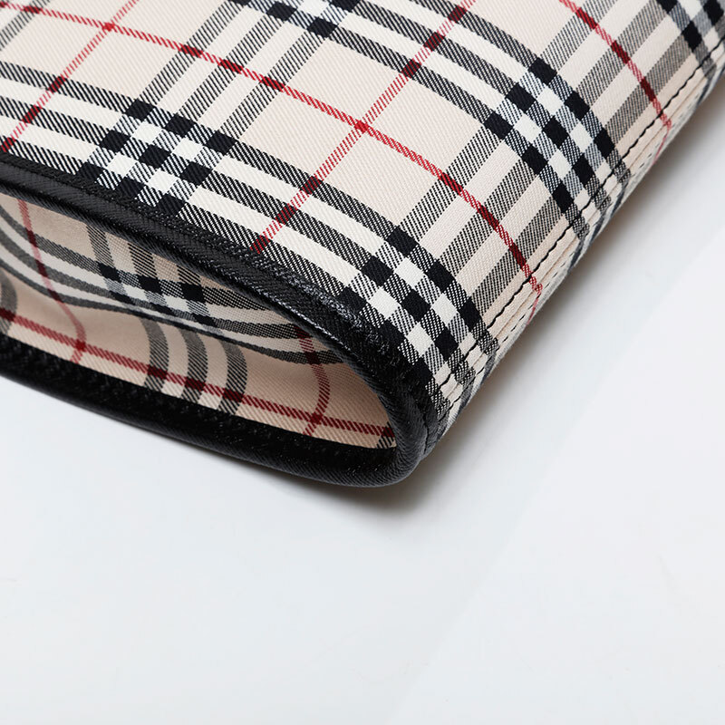バーバリー BURBERRY ショルダーバッグ チェック キャンバス レザー ベージュ