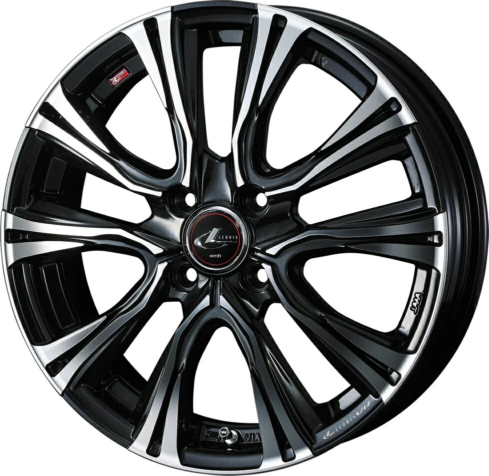 16インチ 4H100 6.0J 6J+50 4穴 ウェッズ レオニス ブイアール ホイール 1本 パールブラック ミラーカット PBMC WEDS LEONIS VR
